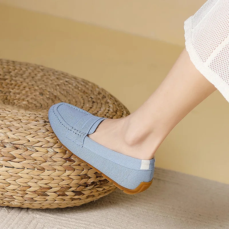 Mocassin femme sans talons, coloris Bleu ciel