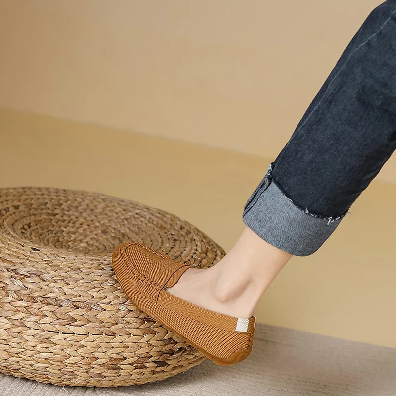 Mocassin femme sans talons, coloris Camel