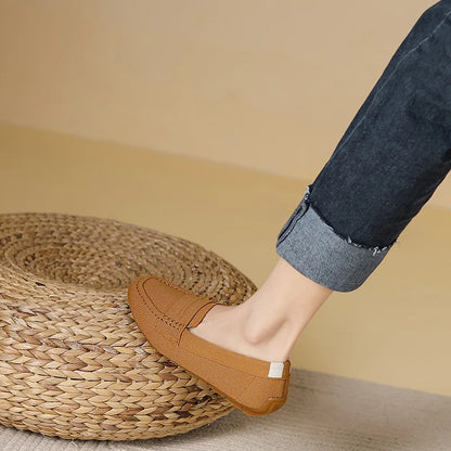 Mocassin femme sans talons, coloris Camel